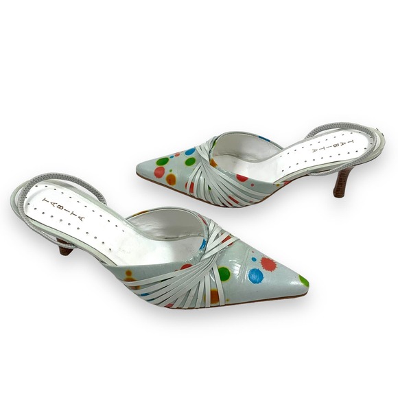 ❌SOLD❌ 1990's leather pointed toe funky slingback heels by TABITA - Picture 11 of 13